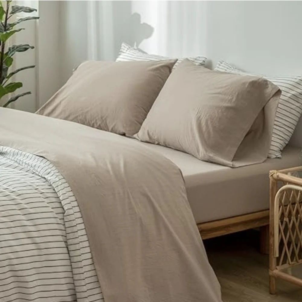 Duvet Beige Queen Size Set With 2 Pillow Shams